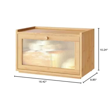 Kiplant Bamboo Bread Box with Transparent Door for Kitchen