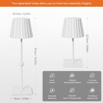 HUIVEOO Cordless Table Lamp with 3 Color Modes