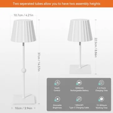 HUIVEOO Cordless Table Lamp with 3 Color Modes