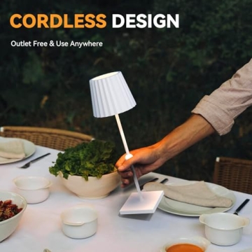 HUIVEOO Cordless Table Lamp with 3 Color Modes