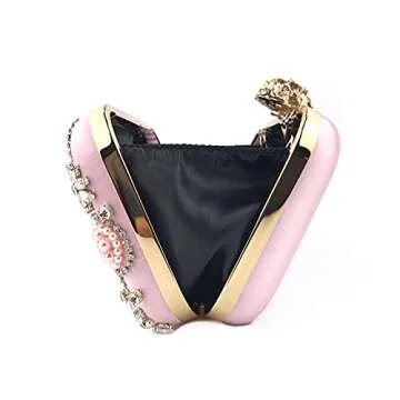 zebrum Womens Evening Clutch Bag Designer Evening Handbag Hand Bag,Lady Party Wedding Clutch Purse (Beaded Heart-Pink)
