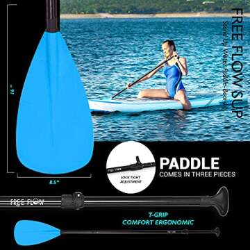 SereneLife Inflatable Stand Up Paddle Board - Wide Stable Design, Non-Slip Deck for Adults & Youth with Premium Paddle Board Accessories: Carry Bag, Dual Action Pump, Paddle, Ankle Leash - 10'6"