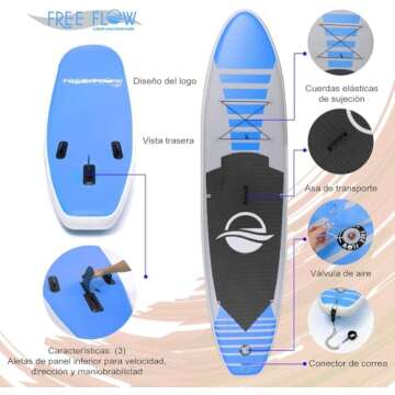 SereneLife Inflatable Stand Up Paddle Board - Wide Stable Design, Non-Slip Deck for Adults & Youth with Premium Paddle Board Accessories: Carry Bag, Dual Action Pump, Paddle, Ankle Leash - 10'6"