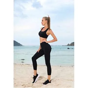 Oalka Women's Racerback Sports Fitness Support Workout Running Bras Black X-Large