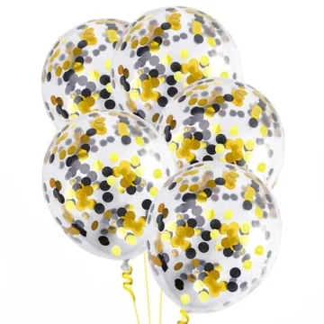 Black Gold Confetti Balloons - 25 Pcs of Fun for Every Occasion