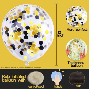 Black Gold Confetti Balloons for Celebrations and Events