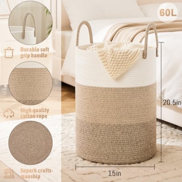 Artfeel Laundry Basket - Stylish Cotton Rope Hamper for Home