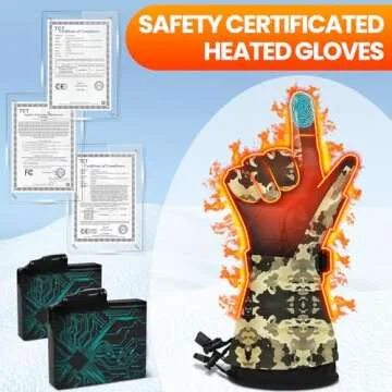 MADETEC Heated Gloves for Men Women, 7.4V 22.2WH Winter Gloves Upgraded Rechargeable Battery, Waterproof & Windproof Electric Heated Glove, Camo Glove for Camping Fishing Hunting Motorcycle