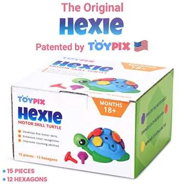 Hexie Turtle Fine Motor Skills Toys - for 2 Year Old | Unique Toy Gift for Toddler, with Numbers and Pegs for Learning and Occupational Therapy | Montessori Toys for Ages 1-3