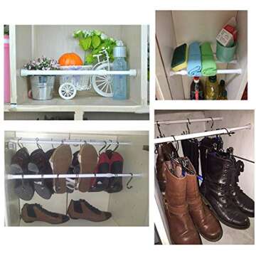 Cupboard Bars Tension Rods, 6 Pack Spring Tensions Rods Steel Adjustable Tension Curtain Rod Shower Rod Closet Rod Window Rods ( 9.8-15.7 Inches )