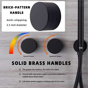 Trustmi Rainfall Shower System Brass 12 Inch Set