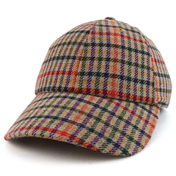 Trendy Apparel Shop Plaid Checker Wool Blend Unstructured Baseball Cap - Beige