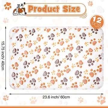 Tegeme 12 Pieces Pet Blanket Soft Fleece Dog Fluffy Doggie Warm Felt Throw Spring Cute Paw Print Pup...