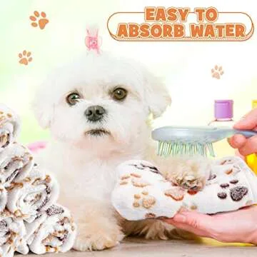 Tegeme 12 Pieces Pet Blanket Soft Fleece Dog Fluffy Doggie Warm Felt Throw Spring Cute Paw Print Puppy Kitten Sleep Mat Bed Covers for Cat(23 x 16 Inch,White)