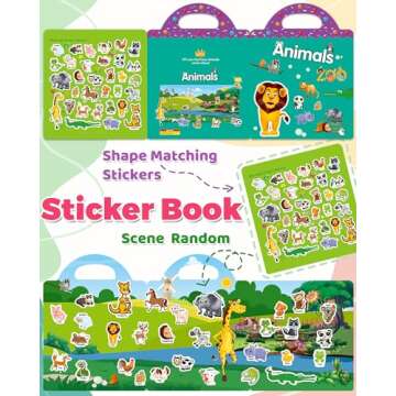 Oomloid Reusable Animal Sticker Book for Fun Learning