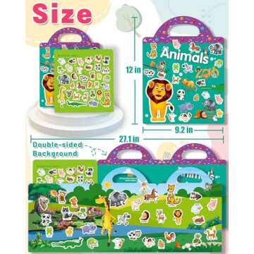 Oomloid Reusable Animal Sticker Book for Fun Learning