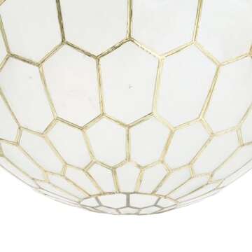 Creative Co-Op Capiz Honeycomb Globe Pendant Light, Capiz White Seashells with Antique Gold