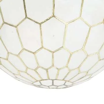 Creative Co-Op Capiz Honeycomb Globe Pendant Light, Capiz White Seashells with Antique Gold