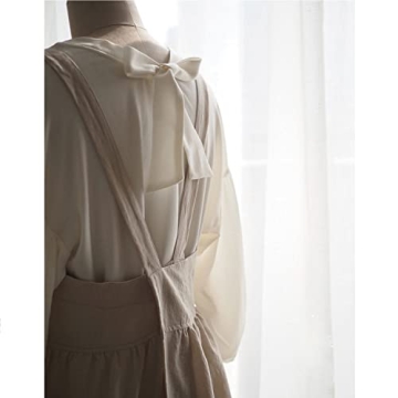 Chic Cotton Linen Cross Back Apron with Pockets