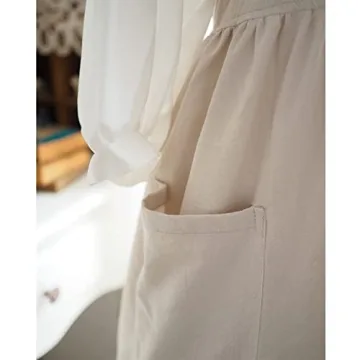 Chic Cotton Linen Cross Back Apron with Pockets
