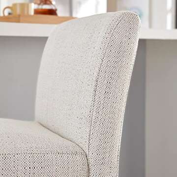 CHITA Counter Height Bar Stools Set of 2, 25" H Seat Height Upholstered Barstools, Fabric in Ivory