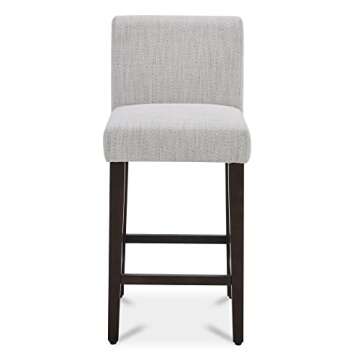 CHITA Counter Height Bar Stools Set of 2, 25" H Seat Height Upholstered Barstools, Fabric in Ivory