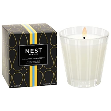 NEST New York Scented Classic Candle, Amalfi Lemon & Mint - 8.1 oz - Up to 60-Hour Burn Time - Reusable Glass Vessel