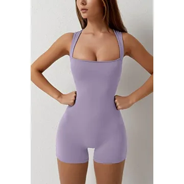 QINSEN Women's Summer Yoga Workout Jumpsuit in Purple