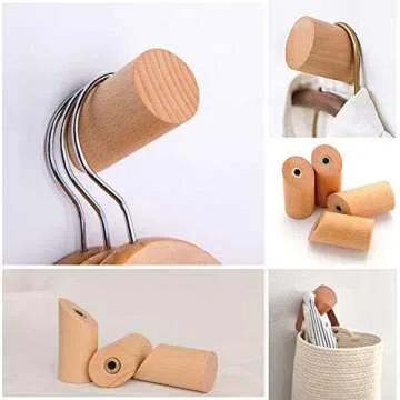 Felidio Wood Wall Hooks 4 Pack - Stylish and Durable