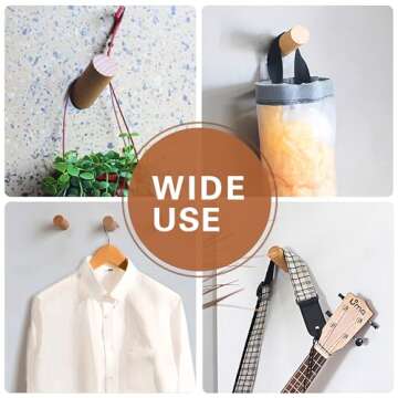 Felidio Wood Wall Hooks 4 Pack - Stylish and Durable
