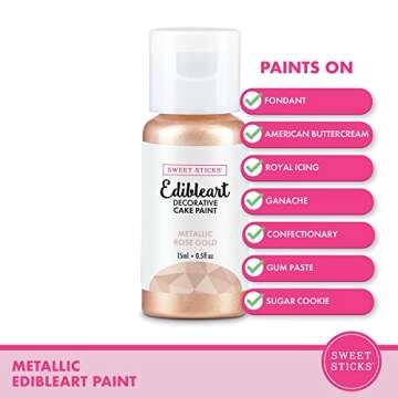 Sweet Sticks Metallic Rose Gold Cake Paint for Edible Art