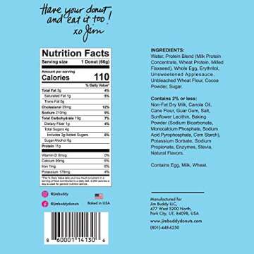 Jim Buddy's Protein Donuts, Variety, Low Carb with 11g of Protein, 2.12 oz, 6 Pack