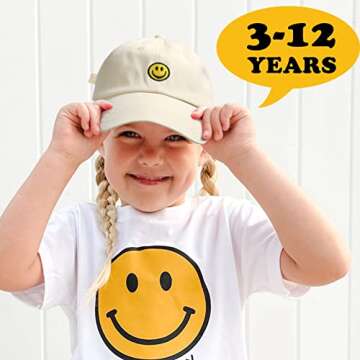SONMONY Smile Face Toddler Baseball Cap Boy Baseball Hats Kids Washed Funny Hats Adjustable Cute Cap...