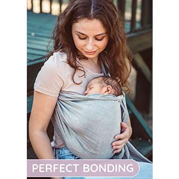 Ring Sling Baby Carrier 100% Cotton Muslin Front and Chest Newborn to Toddler Carrier and Baby Sling (Grey)