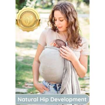 Ring Sling Baby Carrier 100% Cotton Muslin Front and Chest Newborn to Toddler Carrier and Baby Sling (Grey)