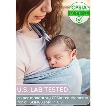 Ring Sling Baby Carrier 100% Cotton Muslin Front and Chest Newborn to Toddler Carrier and Baby Sling (Grey)