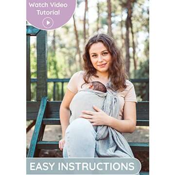 Ring Sling Baby Carrier 100% Cotton Muslin Front and Chest Newborn to Toddler Carrier and Baby Sling (Grey)