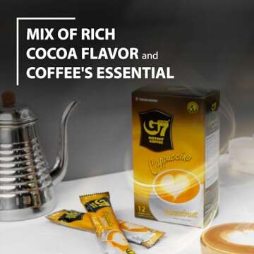 TRUNG NGUYEN G7 CAPPUCINO HAZELNUT Instant Coffee for Energy Boost - Fresh Hazelnut Flavour, Light Aroma with Thick & Soft Foam Milk - Balanced & Rich Vietnamese Instant Coffee (12 Sticks/Box)