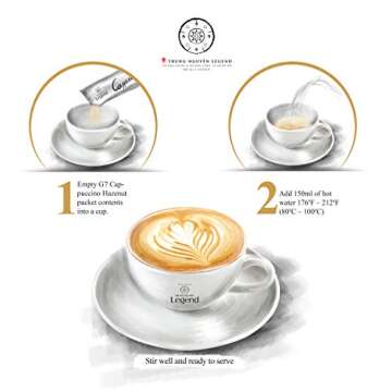 TRUNG NGUYEN G7 CAPPUCINO HAZELNUT Instant Coffee for Energy Boost - Fresh Hazelnut Flavour, Light Aroma with Thick & Soft Foam Milk - Balanced & Rich Vietnamese Instant Coffee (12 Sticks/Box)