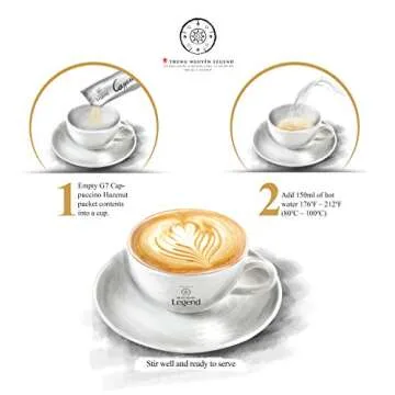 TRUNG NGUYEN G7 CAPPUCINO HAZELNUT Instant Coffee for Energy Boost - Fresh Hazelnut Flavour, Light Aroma with Thick & Soft Foam Milk - Balanced & Rich Vietnamese Instant Coffee (12 Sticks/Box)