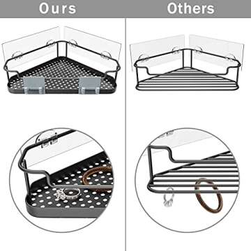 Orimade Corner Shower Caddy Organizer Basket with Hooks Adhesive No Drilling Wall Mount Bathroom She...
