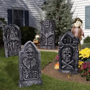 Sizonjoy Halloween Foam Tombstones - 4 Pack Decorative Headstones