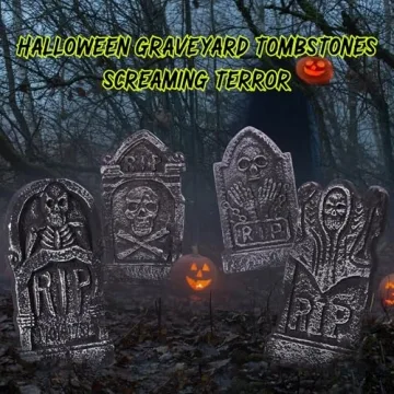 Sizonjoy Halloween Foam Tombstones - 4 Pack Decorative Headstones
