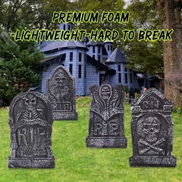 Sizonjoy Halloween Foam Tombstones - 4 Pack Decorative Headstones