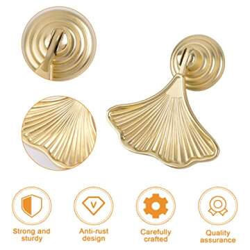 MOROBOR Ginkgo Leaf Shape Knob Handles, 6pcs Golden Drop Pendant Pull Handle,Hardware Drawer Single Hole Handle for Wardrobe Cupboard Closets Cupboard