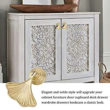 MOROBOR Ginkgo Leaf Shape Knob Handles, 6pcs Golden Drop Pendant Pull Handle,Hardware Drawer Single Hole Handle for Wardrobe Cupboard Closets Cupboard