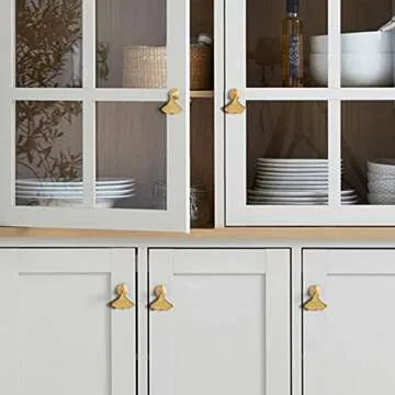 MOROBOR Ginkgo Leaf Shape Knob Handles, 6pcs Golden Drop Pendant Pull Handle,Hardware Drawer Single Hole Handle for Wardrobe Cupboard Closets Cupboard