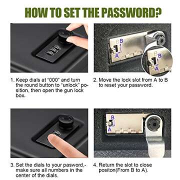 Younion Pistol Safe, Portable Travel Gun Safe,Handgun Lock Box, Gun Safes for Cars, Black