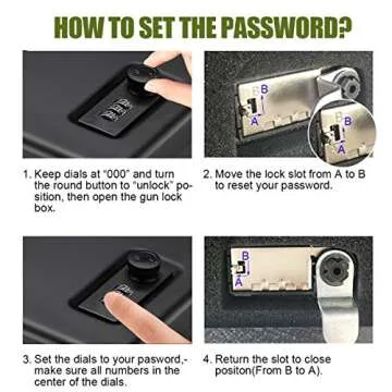 Younion Pistol Safe, Portable Travel Gun Safe,Handgun Lock Box, Gun Safes for Cars, Black