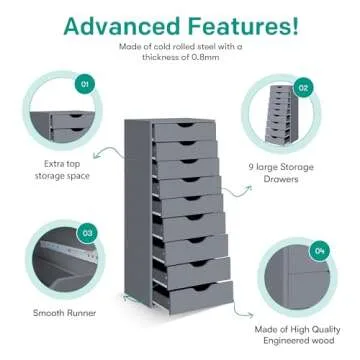 Naomi Home Bianca 9 Drawer Chest - Stylish Storage Solution